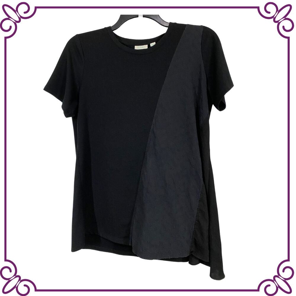 LOGO Lounge Black Short Sleeve Tunic T-Shirt Top Mixed Media Size Medium